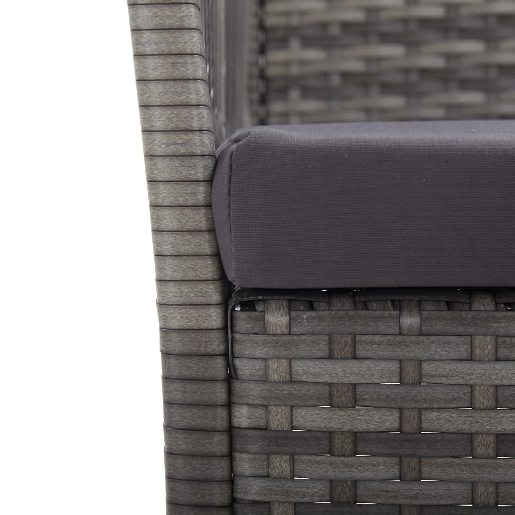 Grey colour - Garden Armchairs with Cushions 2 pcs Grey Poly Rattan