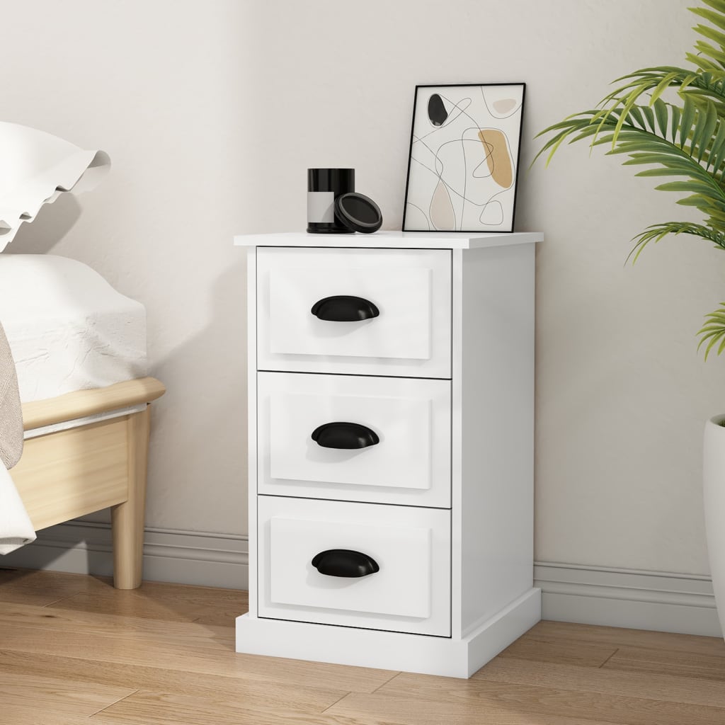 Ivory Serenity: White Engineered Wood Bedside Cabinet