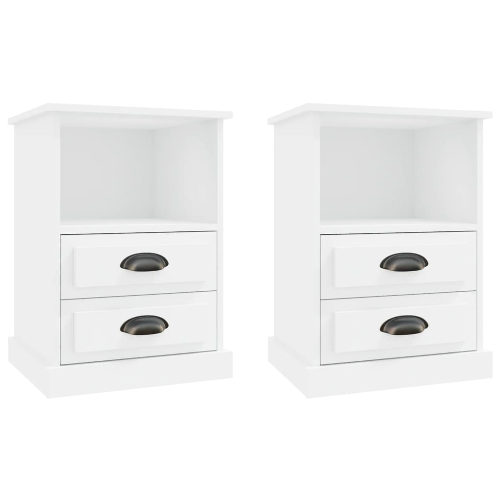 Set of 2 White Bedside Cabinets