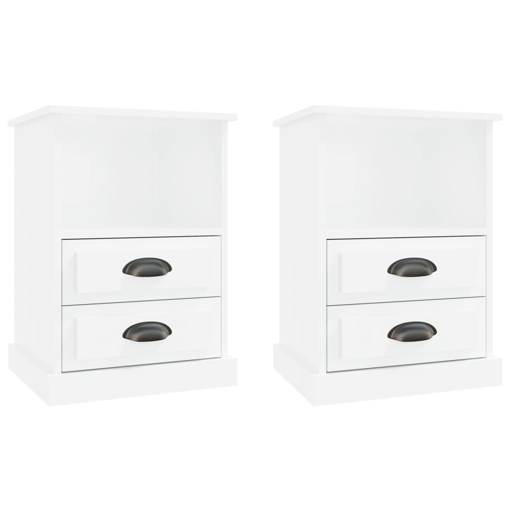 Set of 2 White Bedside Cabinets