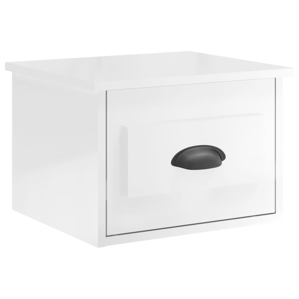 Elevated Dreamscape: Set of 2 Wall-mounted White Bedside Cabinets