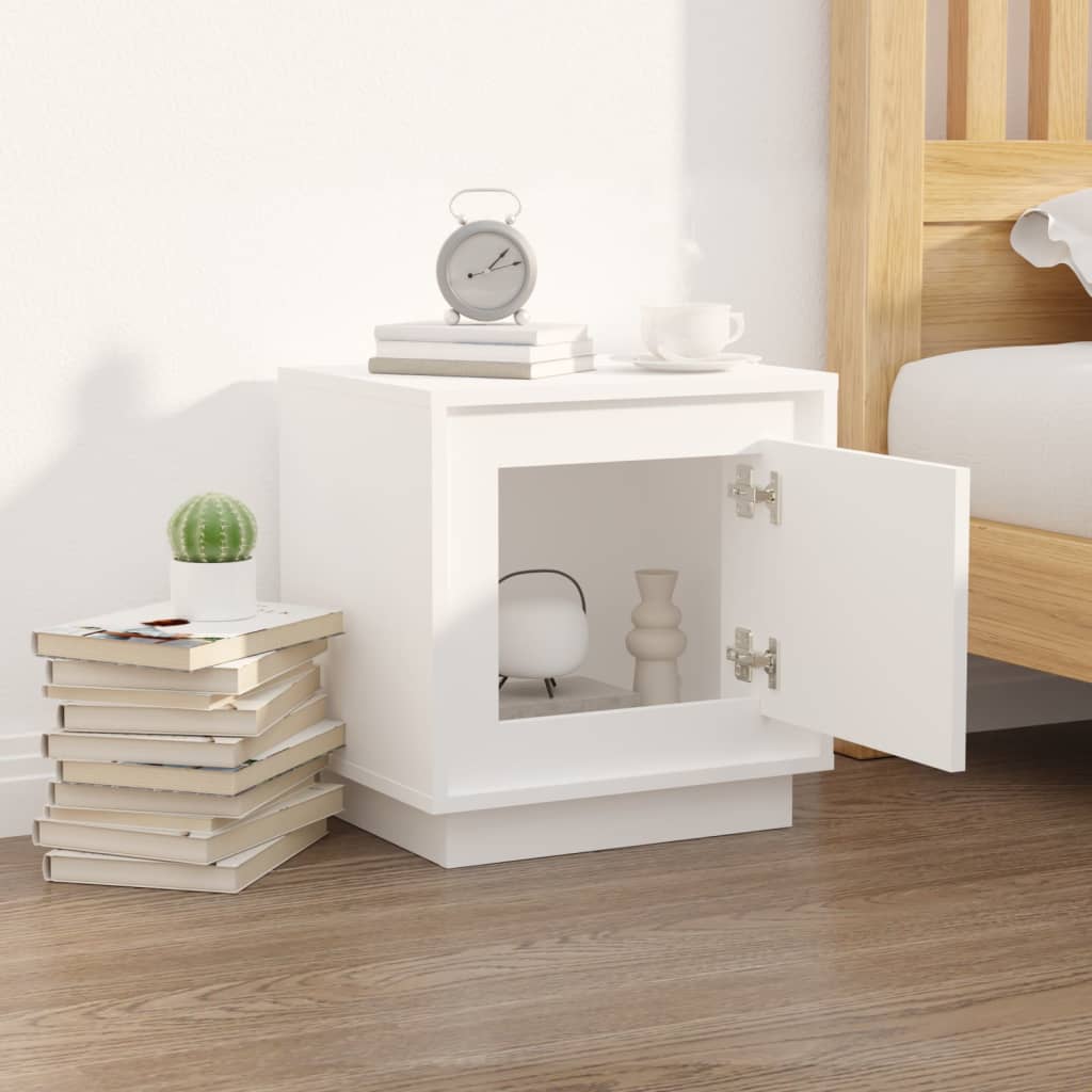 Luminous Haven White Engineered Wood Bedside Cabinet