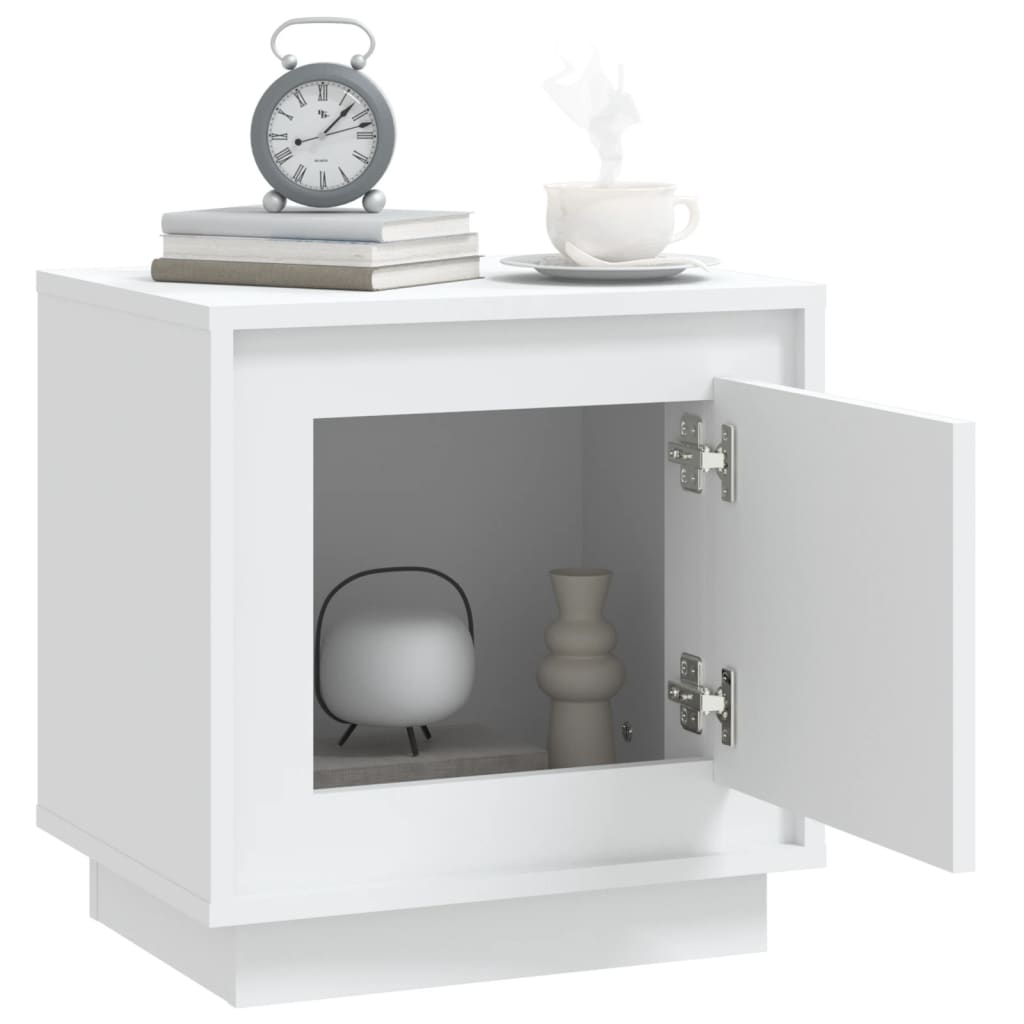Luminous Haven White Engineered Wood Bedside Cabinet