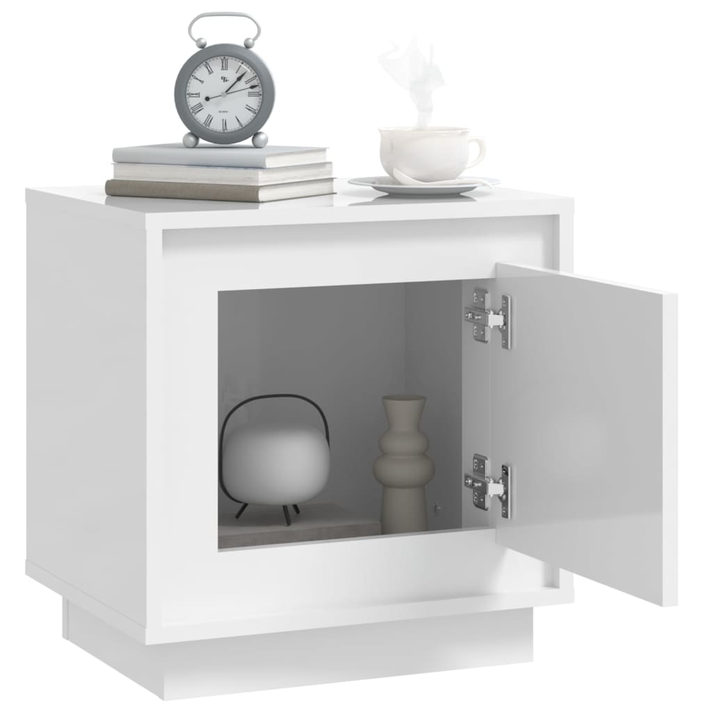 Luminous Haven White Engineered Wood Bedside Cabinet