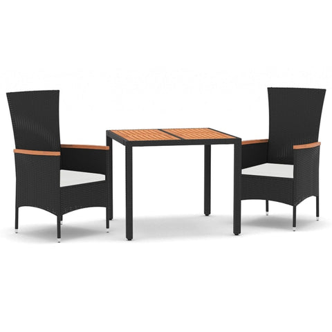 Elegant Outdoor Dining: 3/5-Piece Cushioned Black Poly Rattan Set