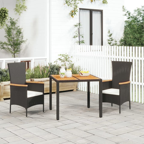 Elegant Outdoor Dining: 3/5-Piece Cushioned Black Poly Rattan Set