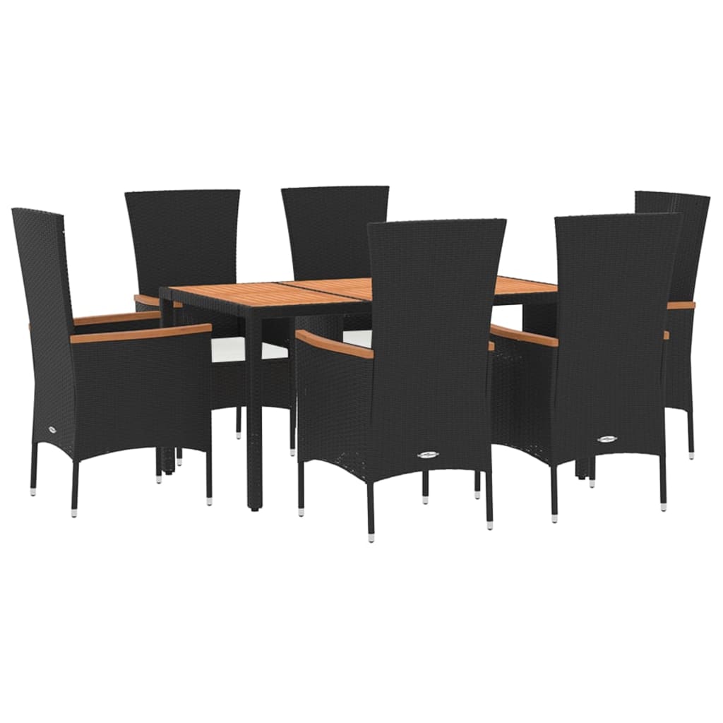 Elegant Outdoor Dining: 5/7-Piece Poly Rattan Garden Set with Cushions