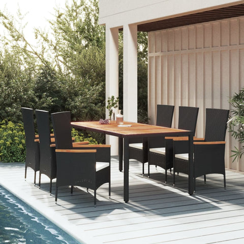 Elegant Outdoor Dining: 7/9-Piece Poly Rattan Garden Set with Cushions