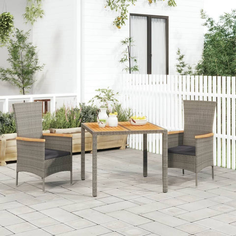 Elegant Outdoor Dining: 3/5-Piece Cushioned Grey Poly Rattan Set