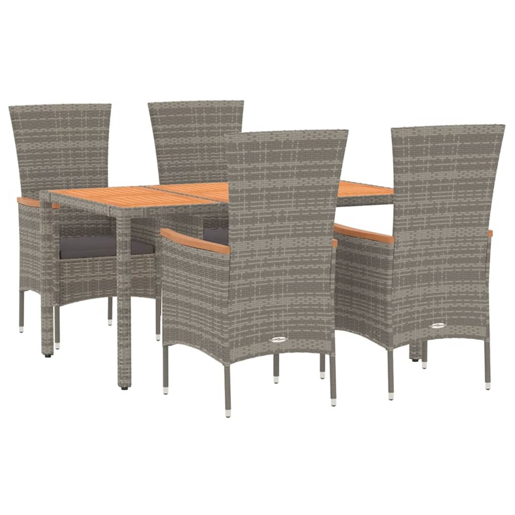 Elegant Outdoor Dining: 5-Piece Greu Poly Rattan Garden Set with Cushions-Reclining\Without Reclining