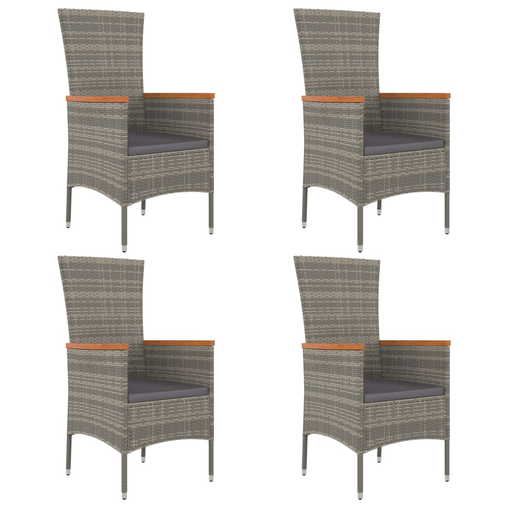 Elegant Outdoor Dining: 5-Piece Greu Poly Rattan Garden Set with Cushions-Reclining\Without Reclining