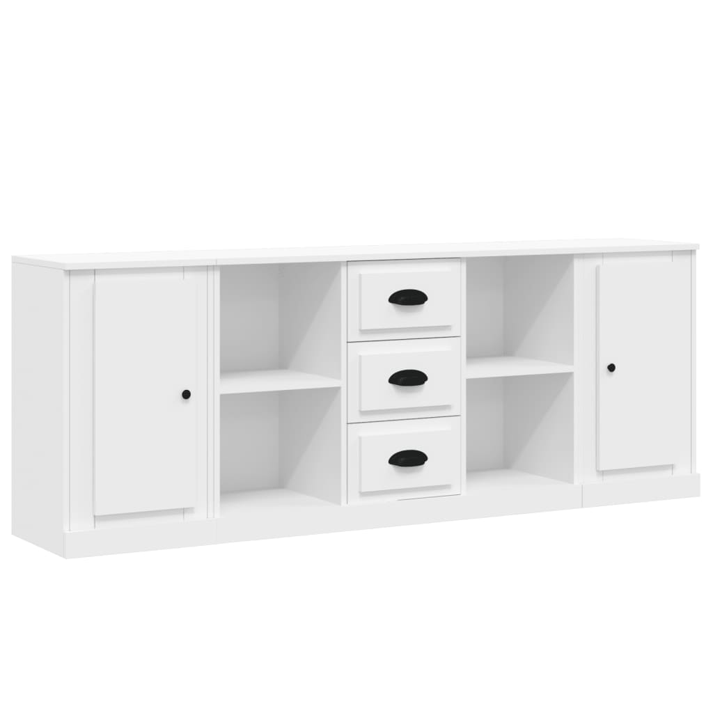 Elegant 3-Piece White Engineered Wood Sideboard Set