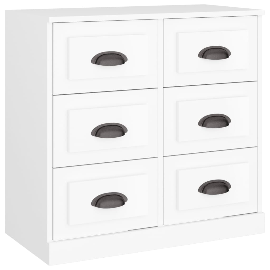 Contemporary 2 Pcs of White Engineered Wood Sideboards