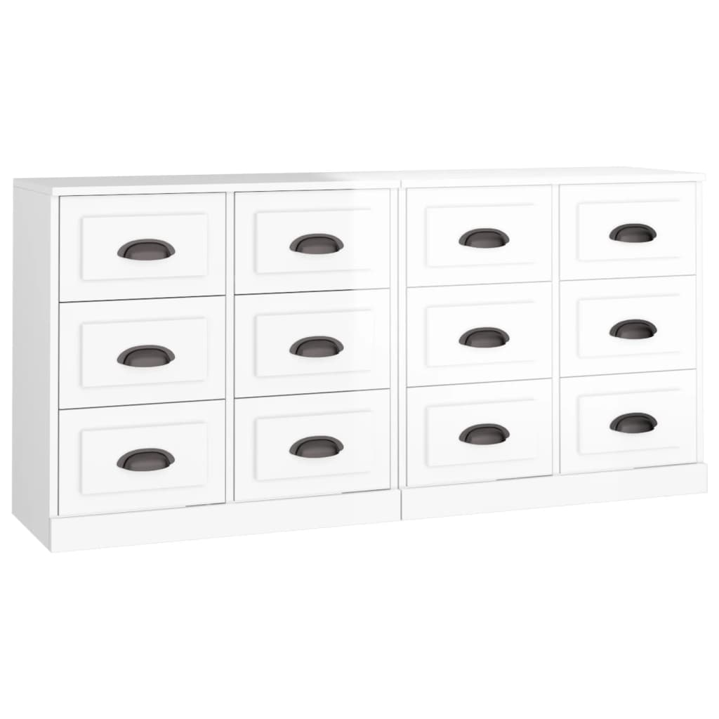 Contemporary 2 Pcs of White Engineered Wood Sideboards