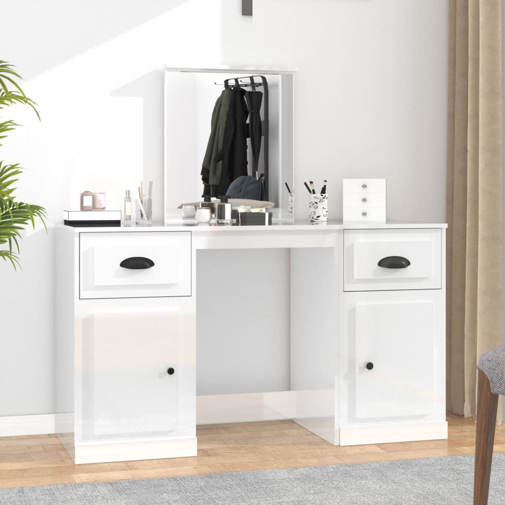 Classic White Vanity: A Stylish Dressing Table with Mirror