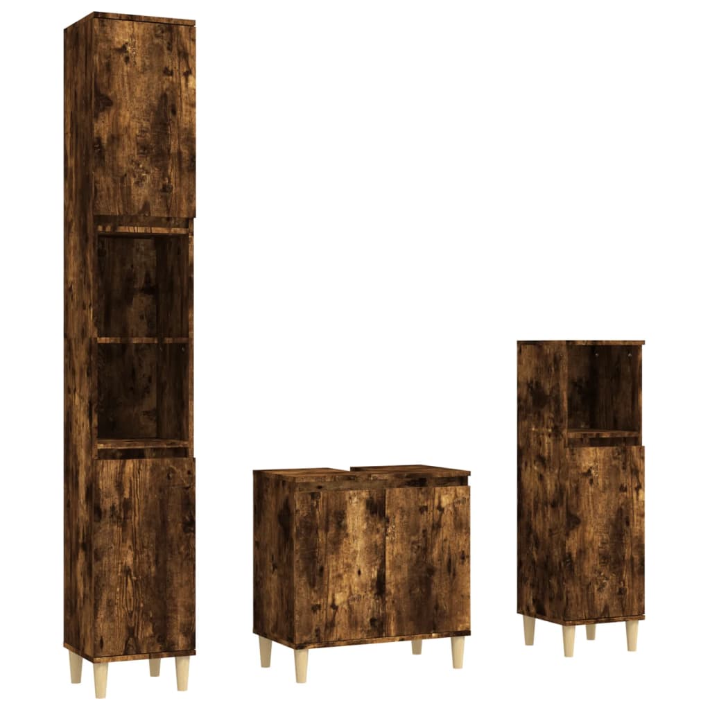 Contemporary White Bathroom Trio: Engineered Wood 3-Piece Furniture