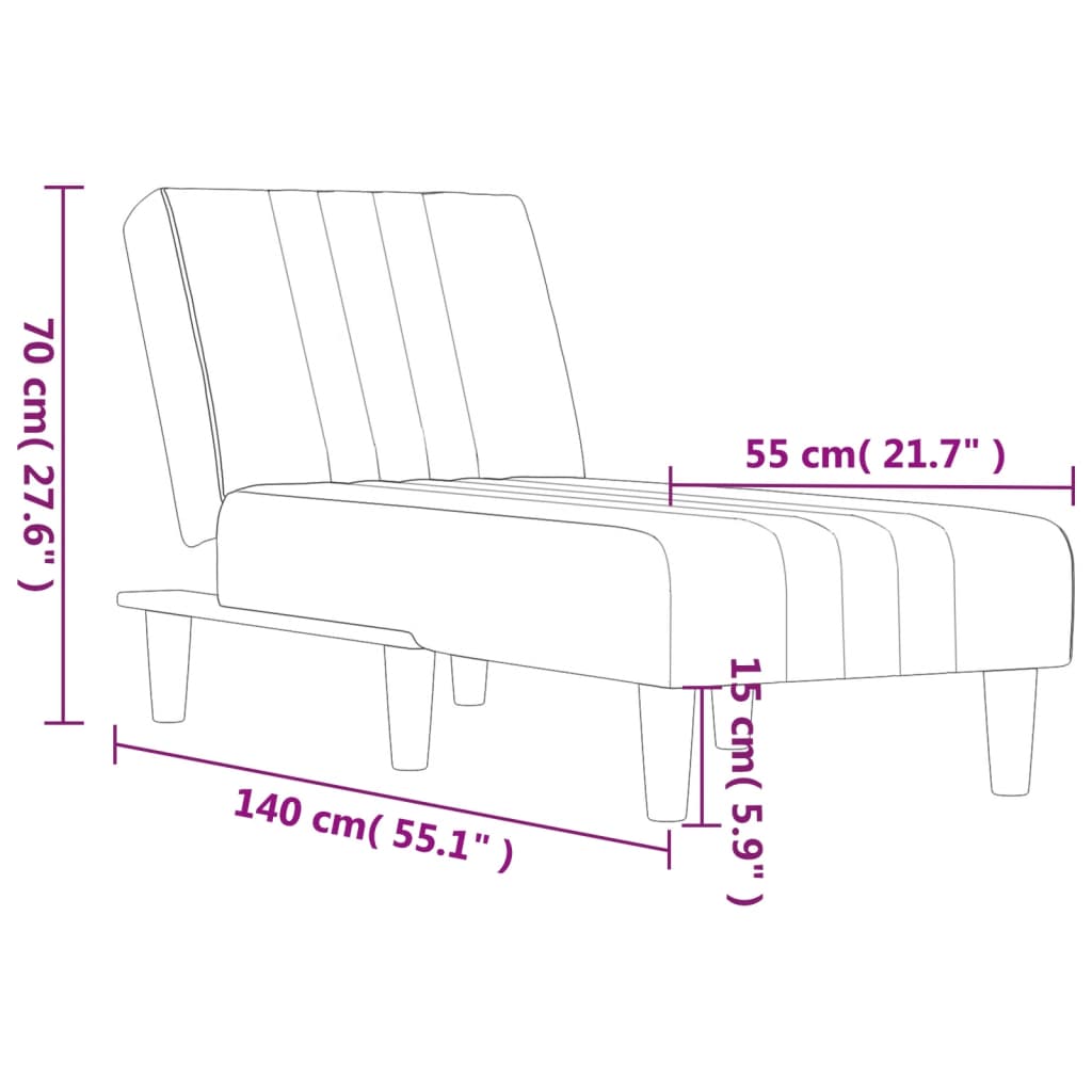 Stylish Chaise Longue Dark Grey Fabric, Grey colour