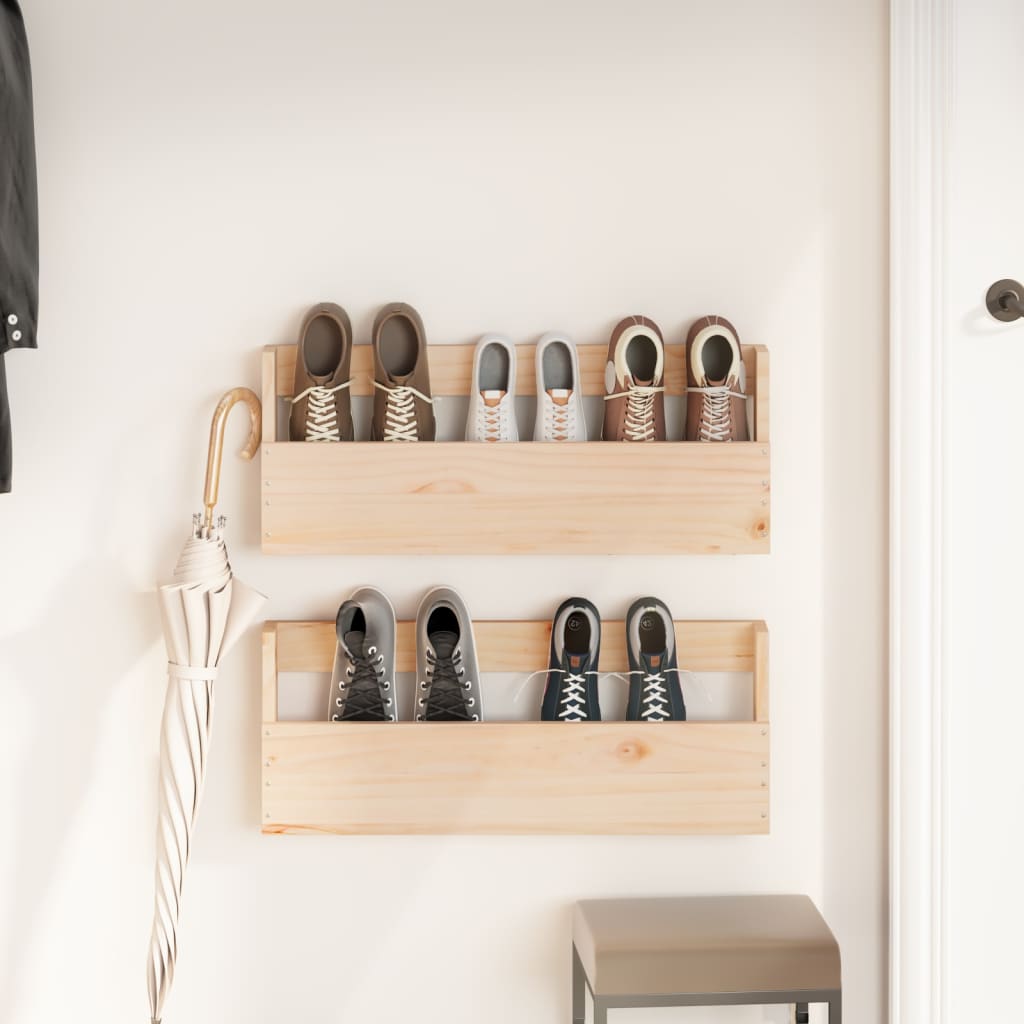 Wall Mounted Pine Shoe Rack Set 2 Pack | Simpledeals