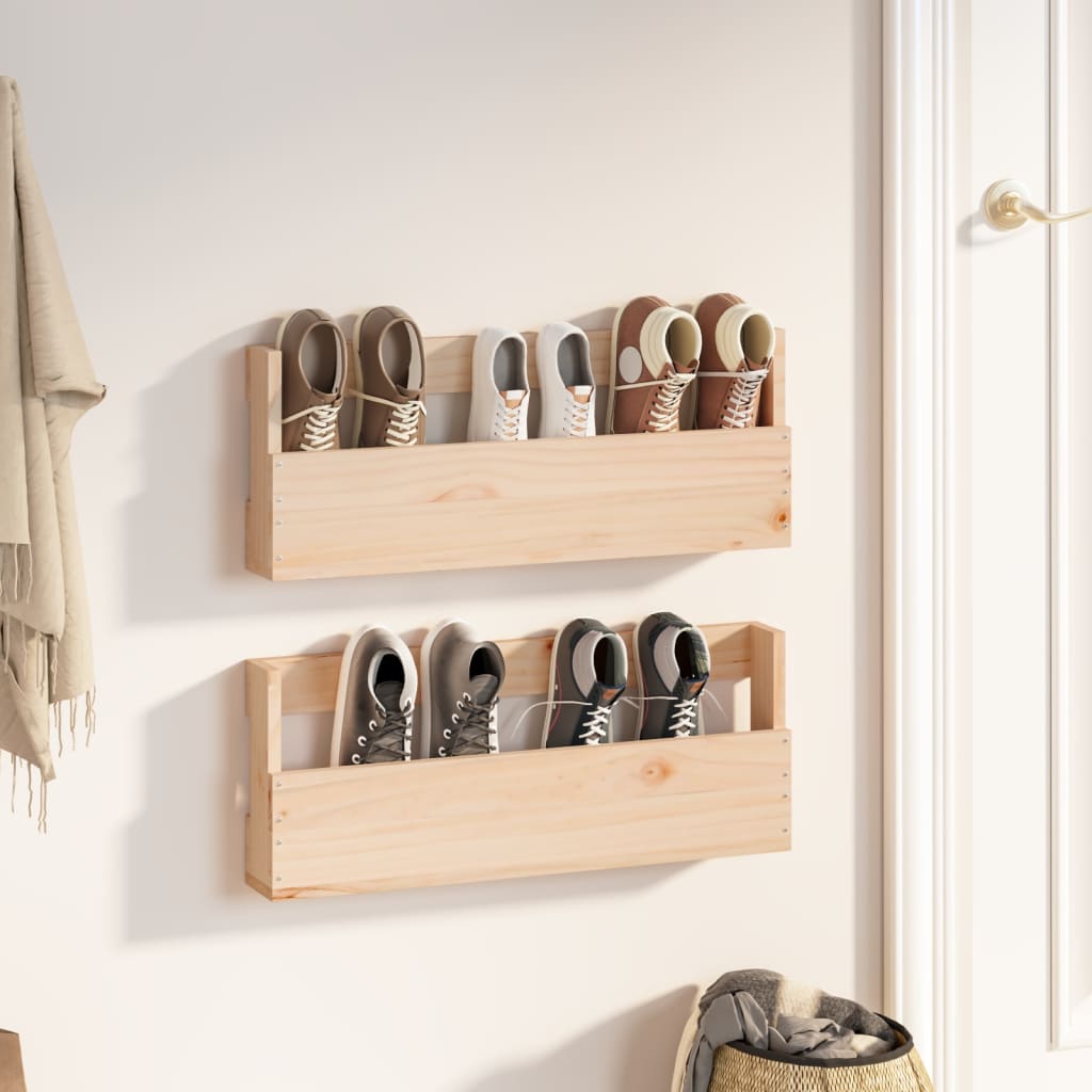 Wall Mounted Pine Shoe Rack Set 2 Pack | Simpledeals