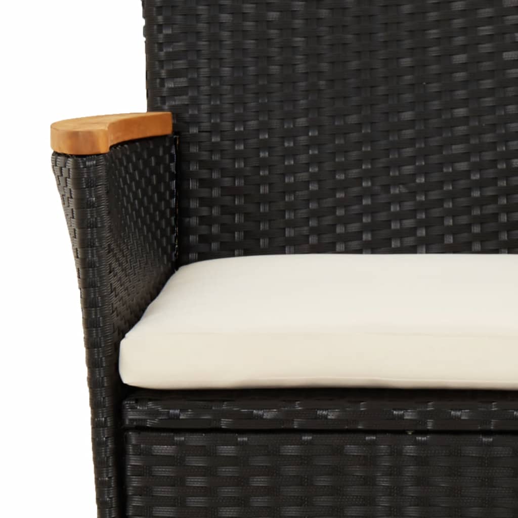 7 Piece Garden Dining Set with Cushions Black - Poly Rattan