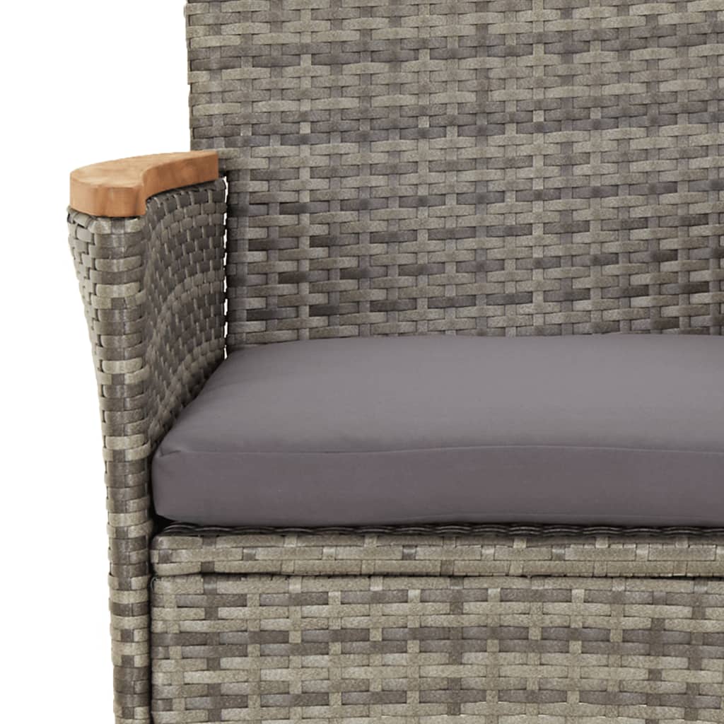 7-Piece Garden Dining Set with Cushions Grey Poly Rattan
