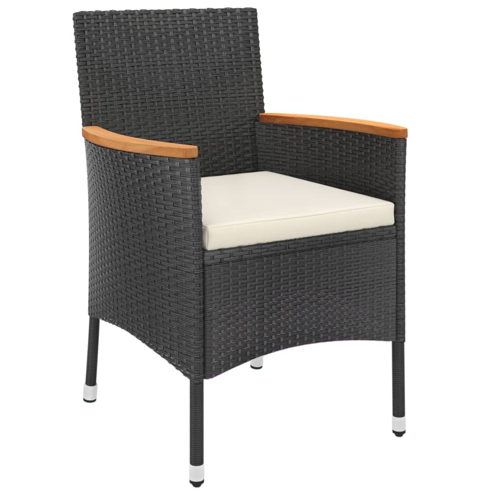 Outdoor Furniture Sets - 3 Piece Garden Bistro Set with Cushions Black Poly Rattan