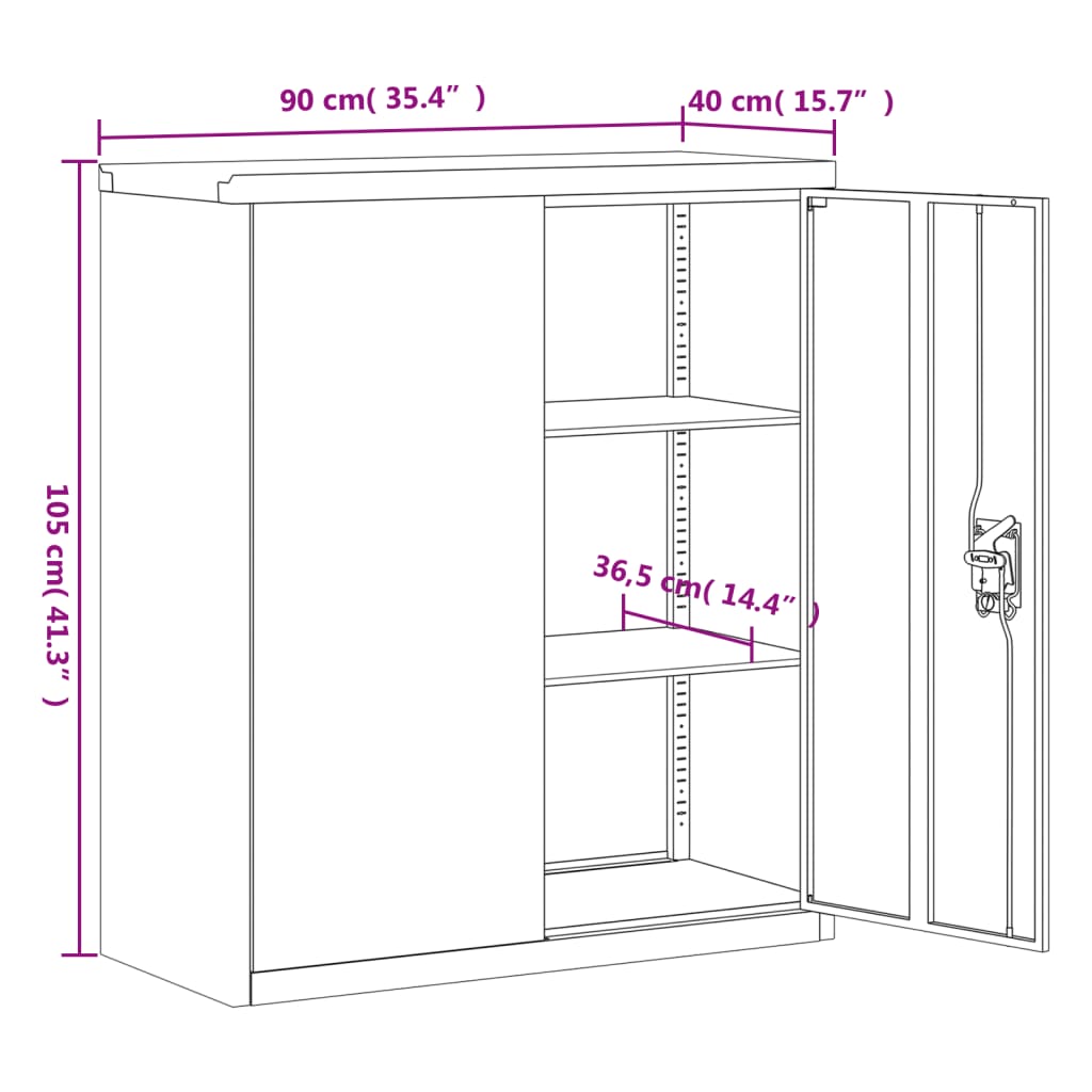 Stylish File Cabinet Light Grey Steel
