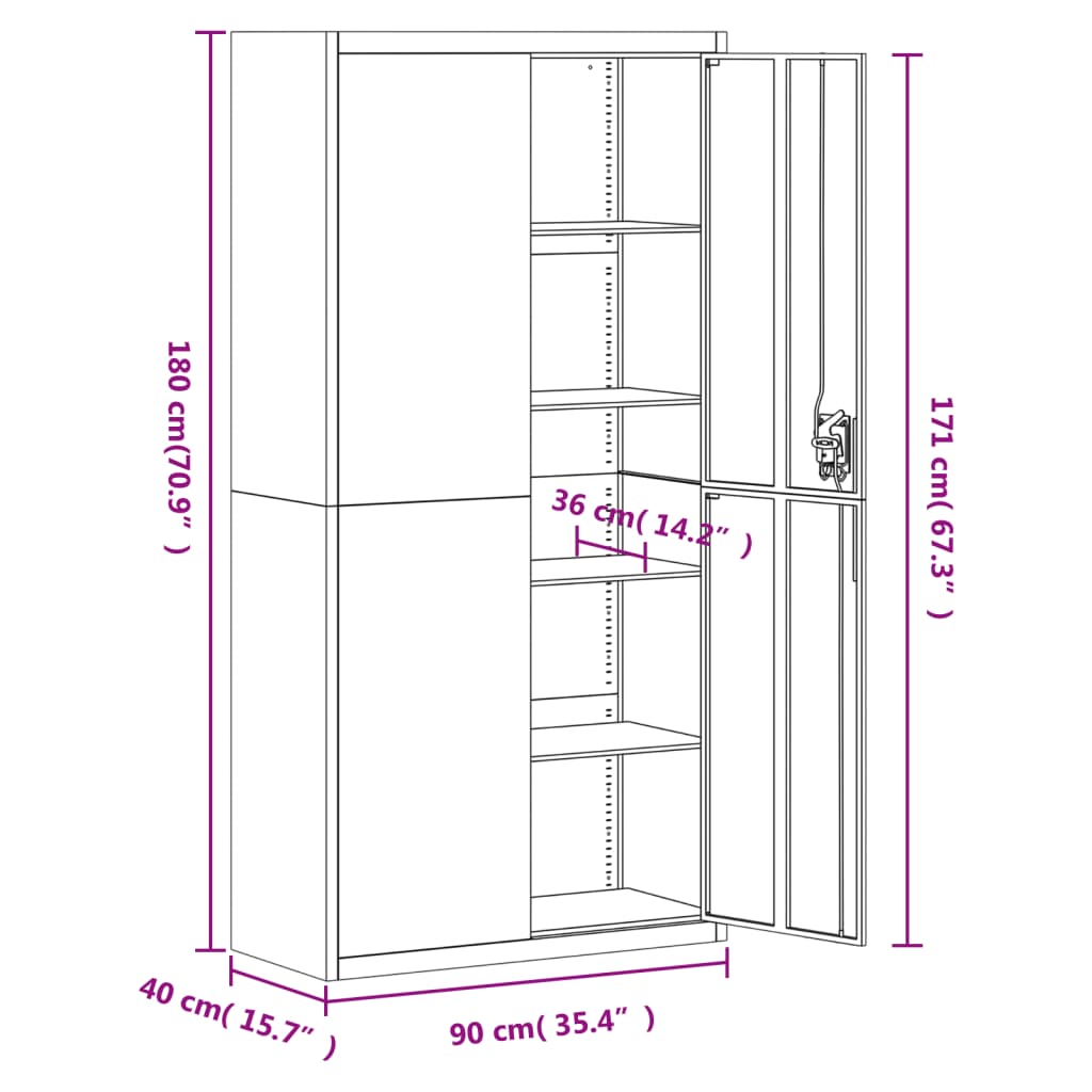 File Cabinet Light Grey Steel