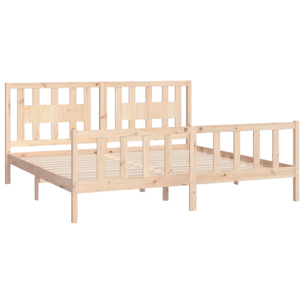 Eclipse Dreams: Solid Wood Pine Bed Frame with Headboard