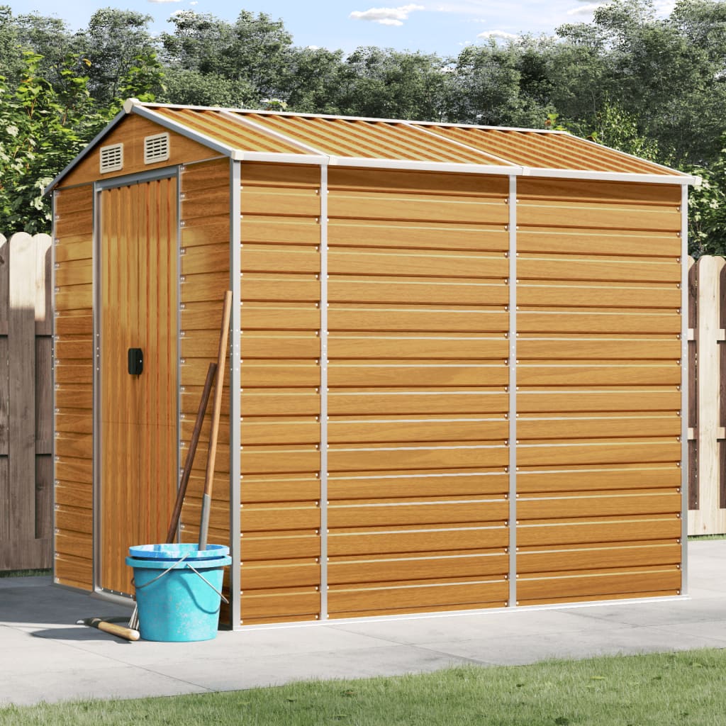 Steel Garden Shed Light Brown 191x215cm | Simpledeals