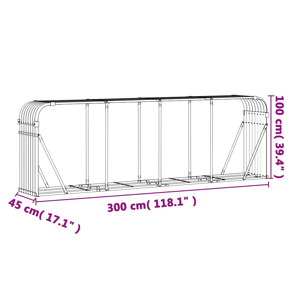 Galvanised Steel Log Holder 3m Anthracite | Simpledeals