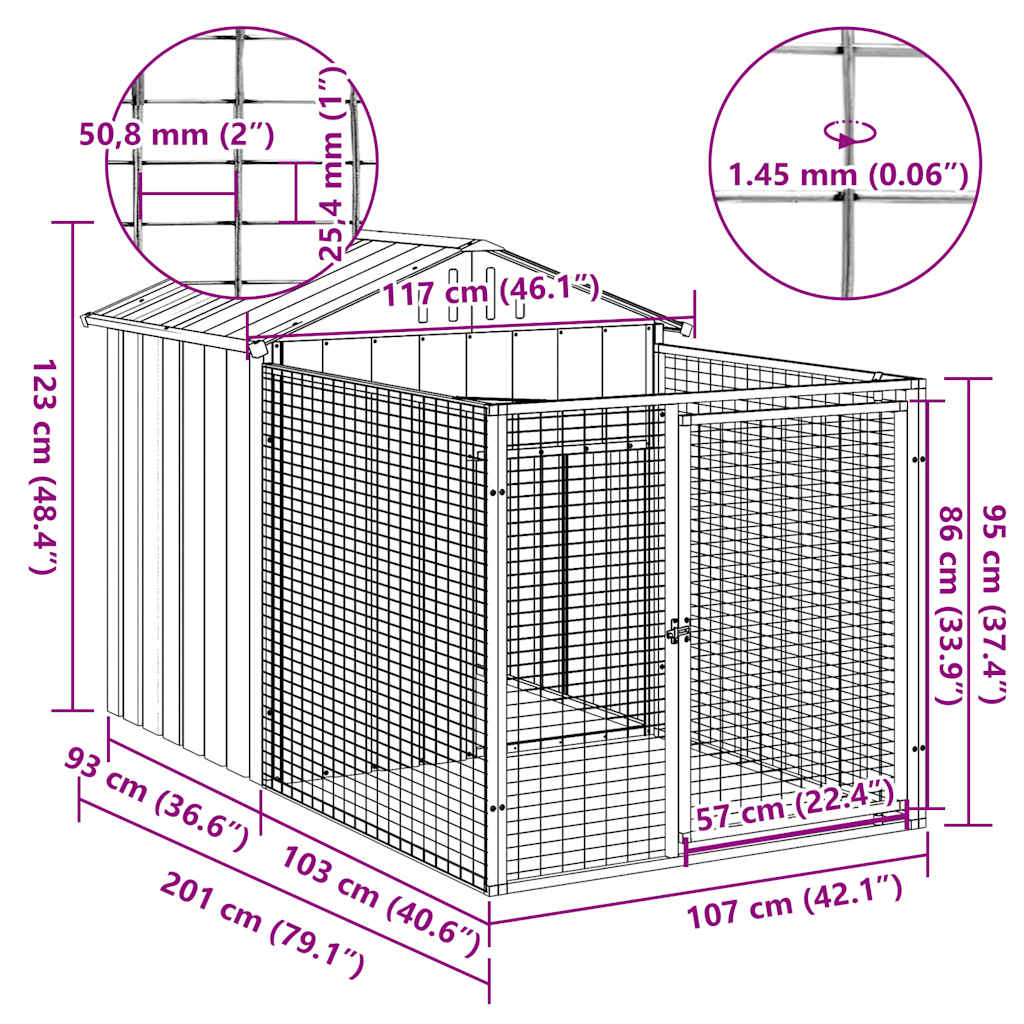 Dog Kennel Run Galvanised Steel Outdoor | Simpledeals