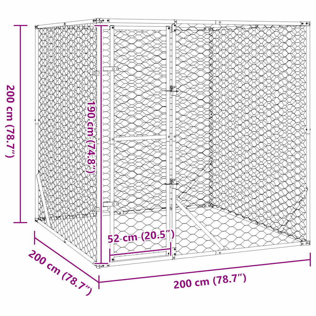 Galvanised Steel Dog Kennel 2x2x2m Outdoor | Simpledeals