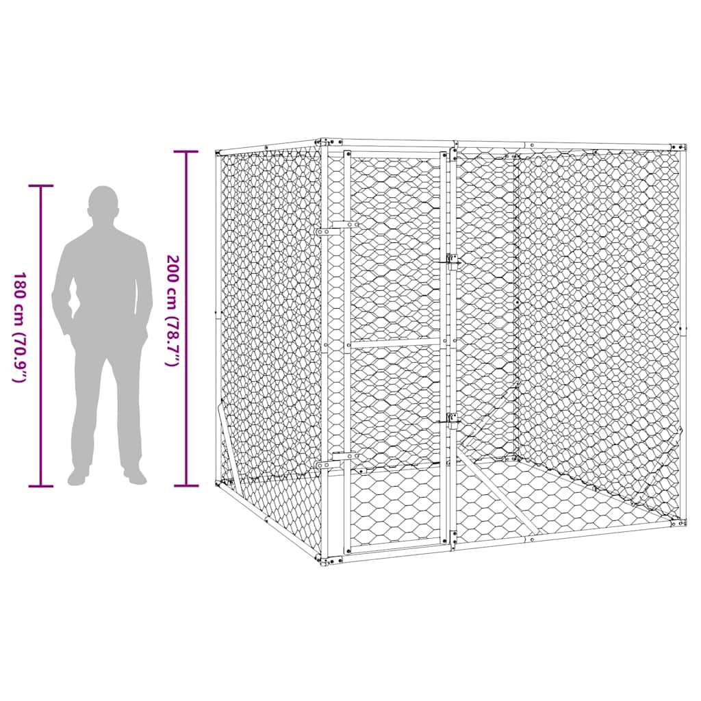 Galvanised Steel Dog Kennel 2x2x2m Outdoor | Simpledeals