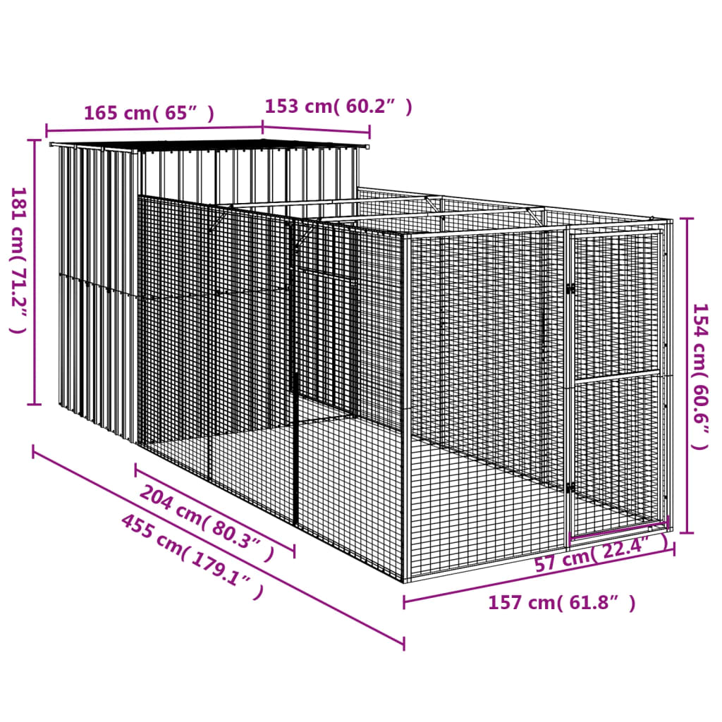 Dog Kennel Run Galvanised Steel Enclosure | Simpledeals
