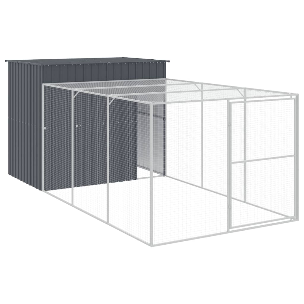 Galvanised Steel Dog House Run Kennel Anthracite | Simpledeals