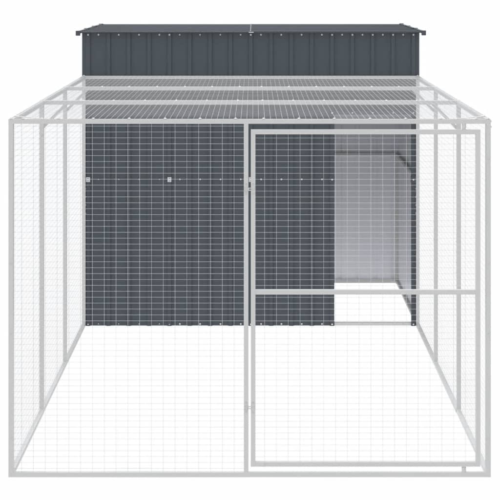 Galvanised Steel Dog House Run Kennel Anthracite | Simpledeals