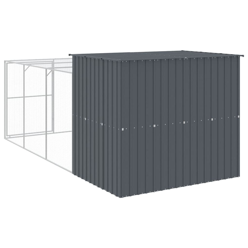Galvanised Steel Dog House Run Kennel Anthracite | Simpledeals