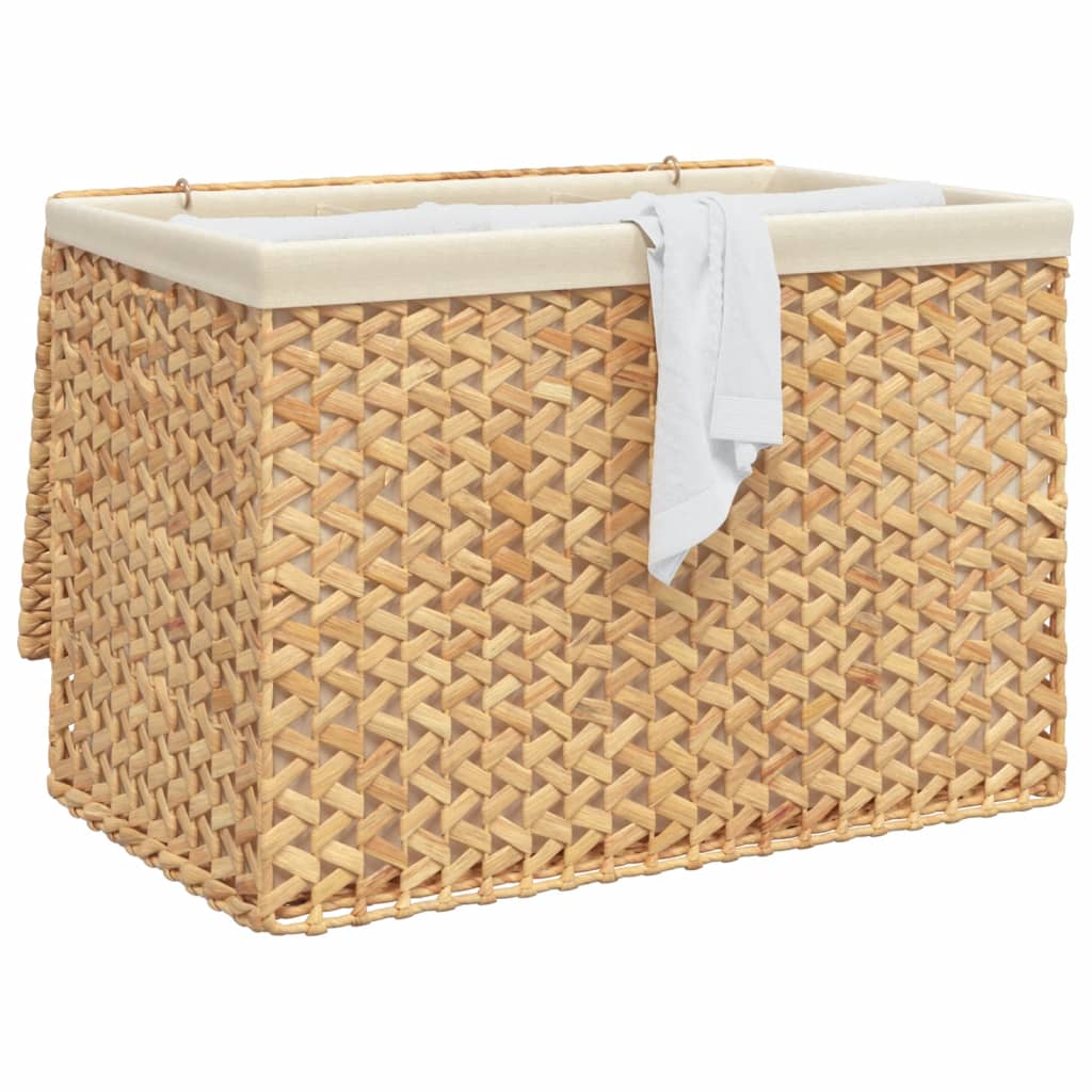 3 Section Water Hyacinth Laundry Basket Foldable | Simpledeals
