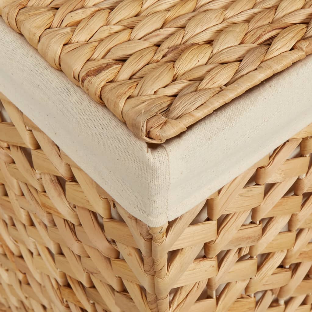 3 Section Water Hyacinth Laundry Basket Foldable | Simpledeals