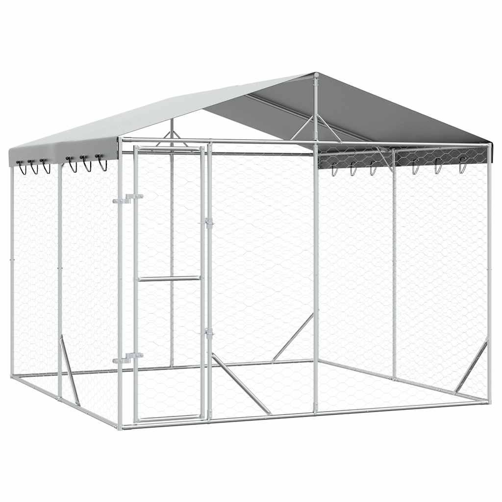 Large Galvanised Steel Dog Kennel 3x3m Roof | Simpledeals