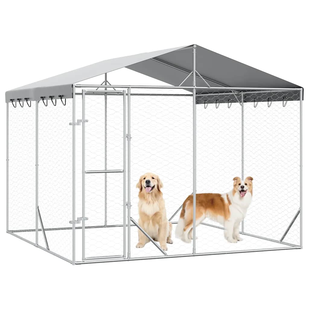 Large Galvanised Steel Dog Kennel 3x3m Roof | Simpledeals