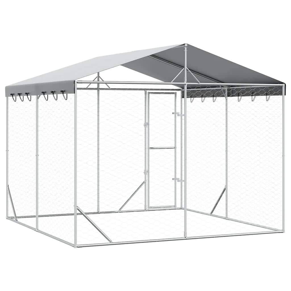 Large Galvanised Steel Dog Kennel 3x3m Roof | Simpledeals