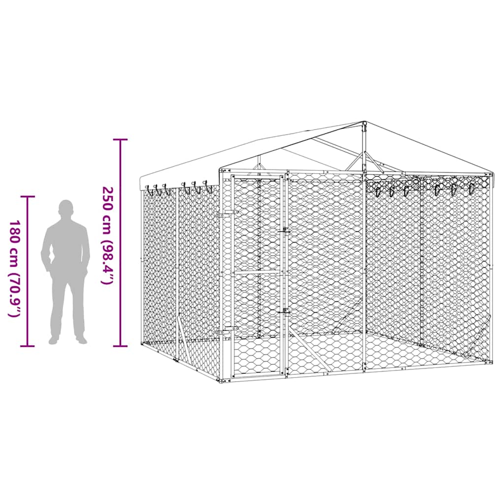 Large Galvanised Steel Dog Kennel 3x3m Roof | Simpledeals