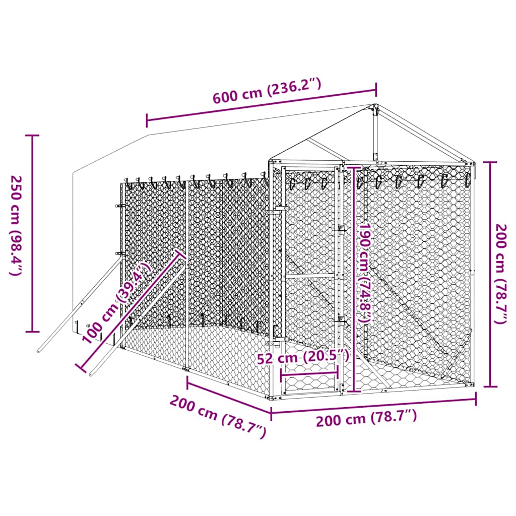 Large Outdoor Dog Kennel 2x6m Galvanised Steel | Simpledeals