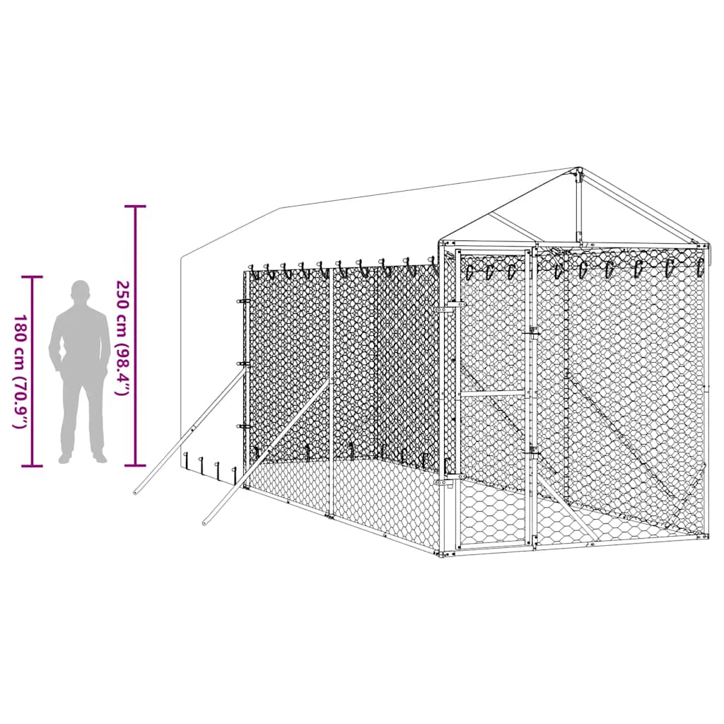 Large Outdoor Dog Kennel 2x6m Galvanised Steel | Simpledeals