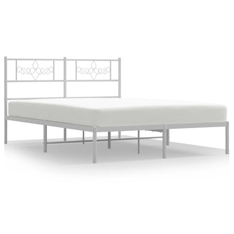 Metal Bed Frame with Headboard-White