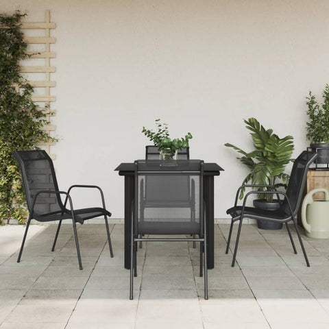 Chic Fresco Dining: 5-Piece Garden Dining Set in Elegant Black with Cushions