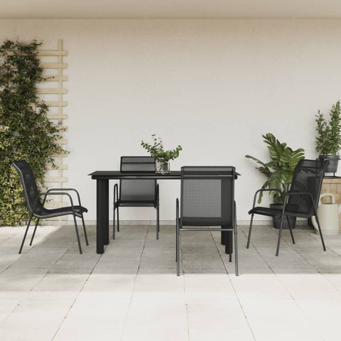 5-Piece Garden Dining Set in Stylish Black with Cushions