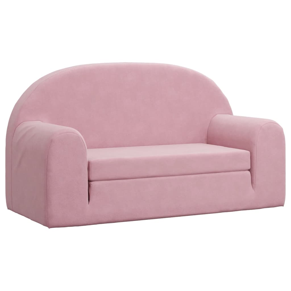 Kids Sofa Bed 2-Seater Pink Plush | Simpledeals